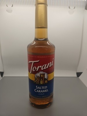 Torani Salted Caramel Flavored Syrup. 25.4oz. Glass Bottle.