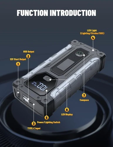 Car Jump Starter  4000A, Jump Starter Battery Pack for Up to10.0L Gas8.0L Diesel - Picture 9 of 15