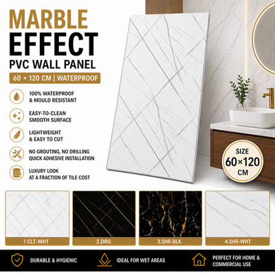 Dekorative PVC-Wandplatte 60 x 120 cm, Funktion Wandverkleidung Marmoroptik UK Verkäufer