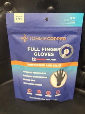 Tommie Copper Compression Gloves Full Finger Infrared Infused Pain Relief L / XL