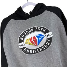 NASCAR 75th Anniversary Hoodie Sweatshirt Gray Black Mens XL NEW