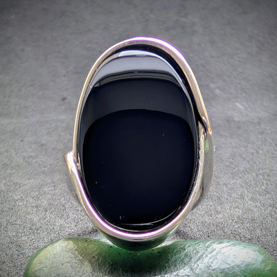 Vintage Designer Ring 925 Silber Onyx CNP Christian Neusser Pforzheim RG 51 S