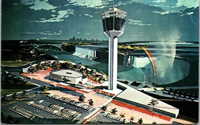 Niagara Falls Ontario Seagram Tower Artist Rendering Vintage Chrome Postcard