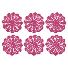 6Pcs Crocheted Cotton Doilies, 5.5" Lace Doilies Lace Placemats, Rose Red
