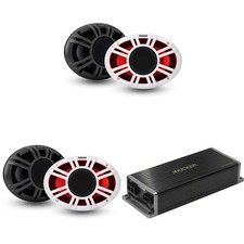 Kicker Marine KPX300.4 Powersports Amp  2 6x9" HLCD Marine LED Speakers