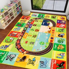 ABC Kids Rug for Playroom 59" 78.7" Baby Play Mat Alphabet Rug Animal Numbe