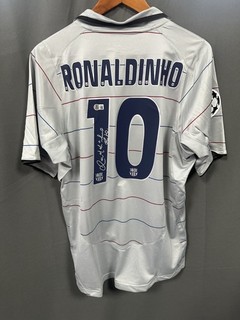 Ronaldinho Signed Barcelona 0405 Road Soccer Jersey AUTO BAS COA Sz L