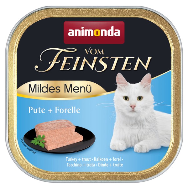 Animonda Vom Feinsten Adult Mildes Menü Pute Forelle 32X 100 G Katze Nassfutter-image
