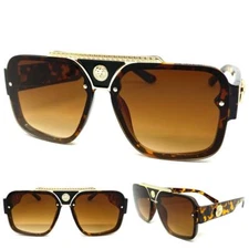 Men Classic Elegant Retro Hardcore Hip Hop Rapper SUNGLASSES Tortoise Gold Frame
