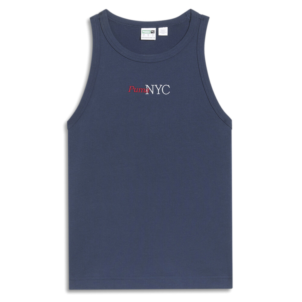 Puma Nyc Running Laps Crew Neck Tank Top Womens Blue Casual  Athletic 62669814