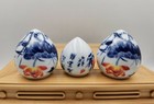 1set 3pcs Asian Bamboo Bird Cage Bamboo food ceramics cups 70205