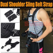 Double Dual Shoulder Neck Camera Strap Sling Belt For 2 Digital SLR DSLR Camera