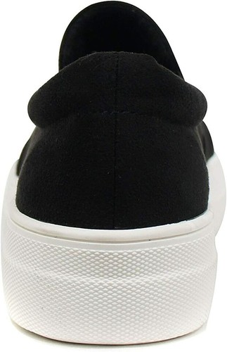 Women Sneakers Soda Reign Fashion Flat Shoes Slip On Black Faux Suede Leather - Picture 3 of 3