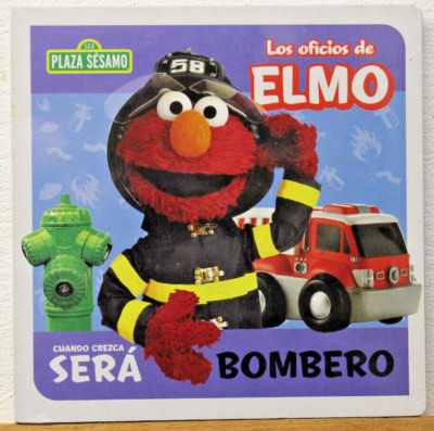 Plaza Sesamo Los Oficios de Elmo Sera Bombero Book BRAND NEW