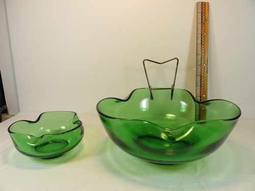 Anchor Hocking Chip Dip Set Accent Modern Spearmint 9 1/4 5 inch Bowls Holder - Picture 4 of 10
