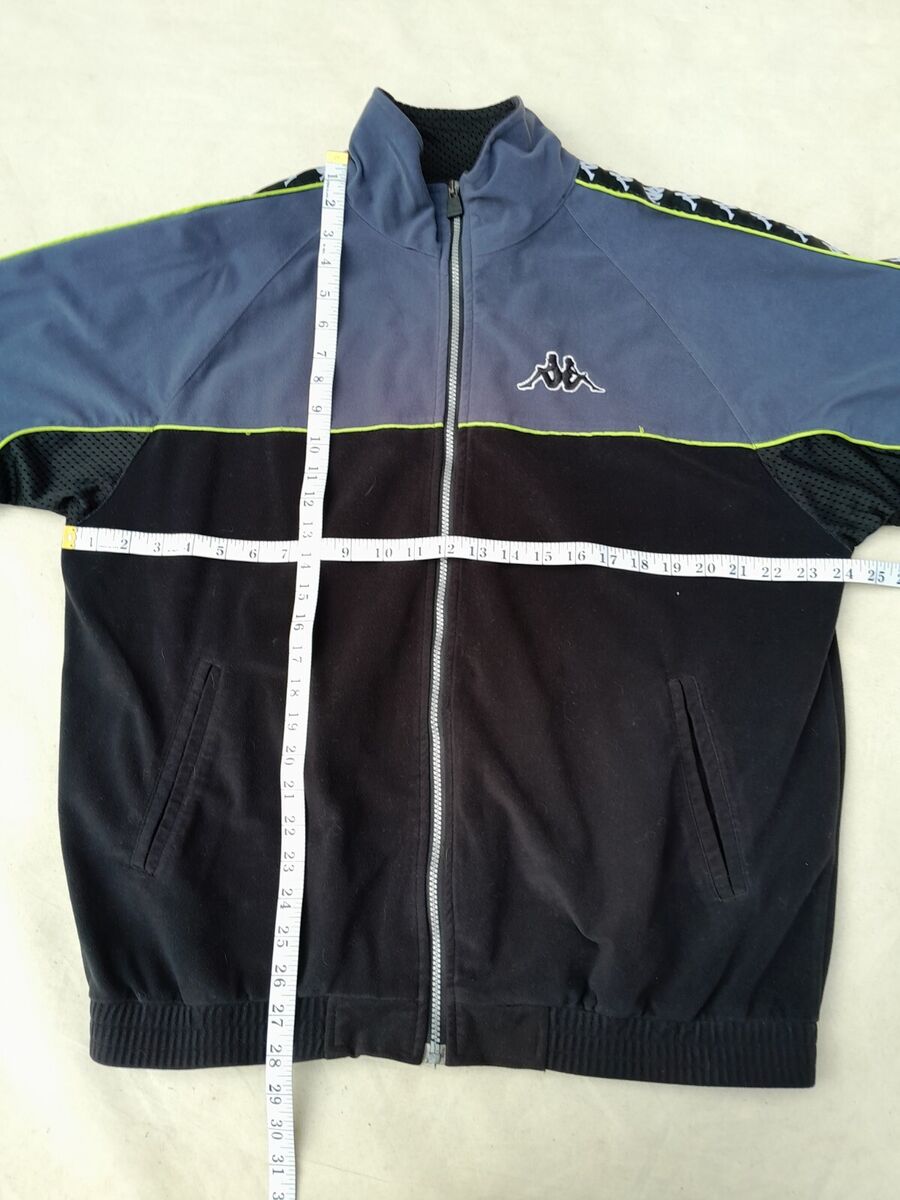 Vintage Kappa Velour Track Jacket Men's Large Grey Black