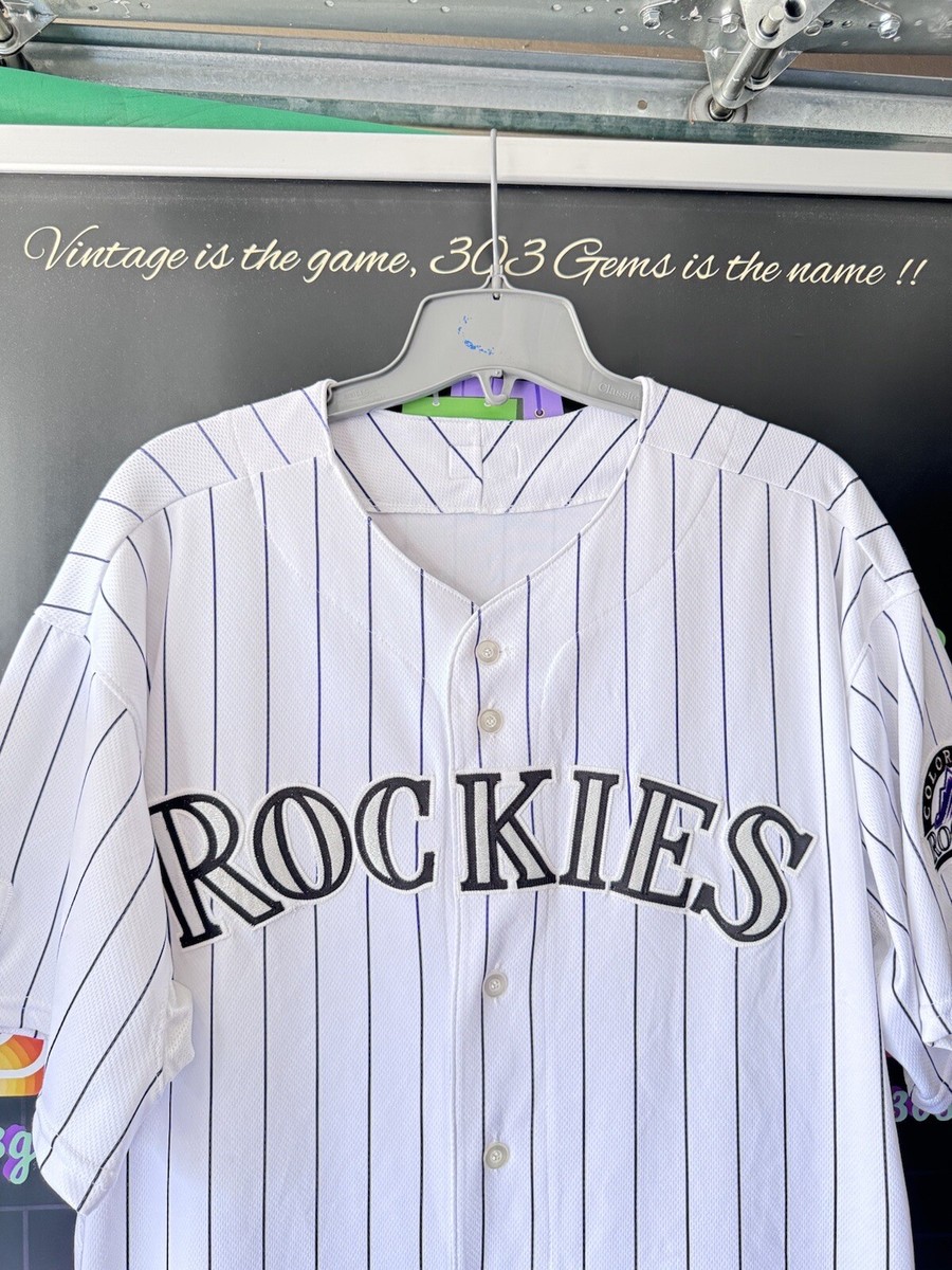 Maillot De Baseball Vintage Majestic – Colorado Rockies, Rayures, Homme XL (occasion)