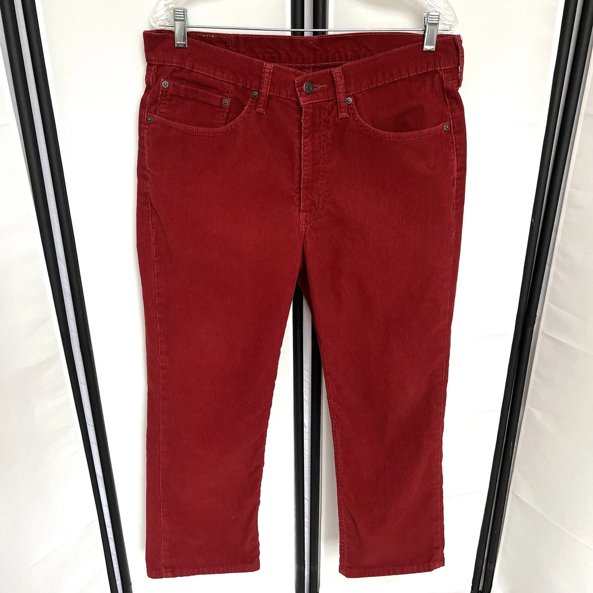 Levis 514 Red Corduroy Pants Womens size 34W 26L Good Condition A8
