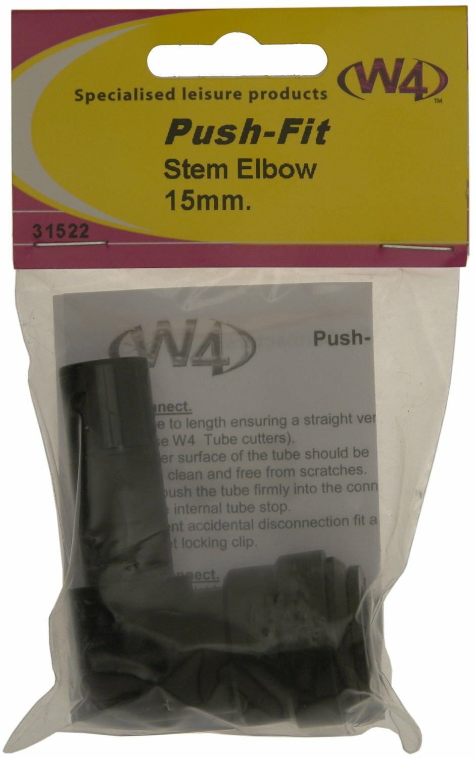 Caravan Push-Fit Stem Elbow 15mm