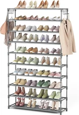 10 Tiers Shoe Rack 50 Pairs Large Capacity Tall Shoe Organizer Sturdy Shoe Stora