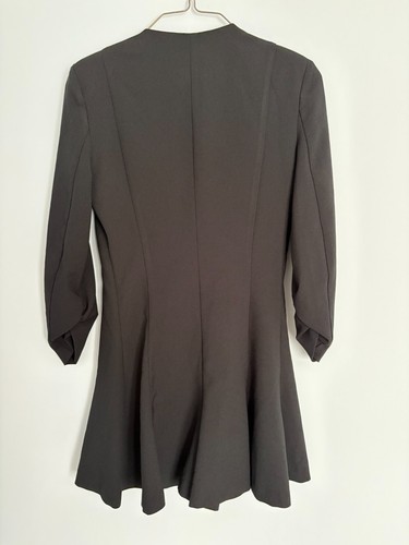Zara XS Blazer Dress Skort Romper Double Breasted Black Ruched Sleeve Old Money - Picture 2 of 10
