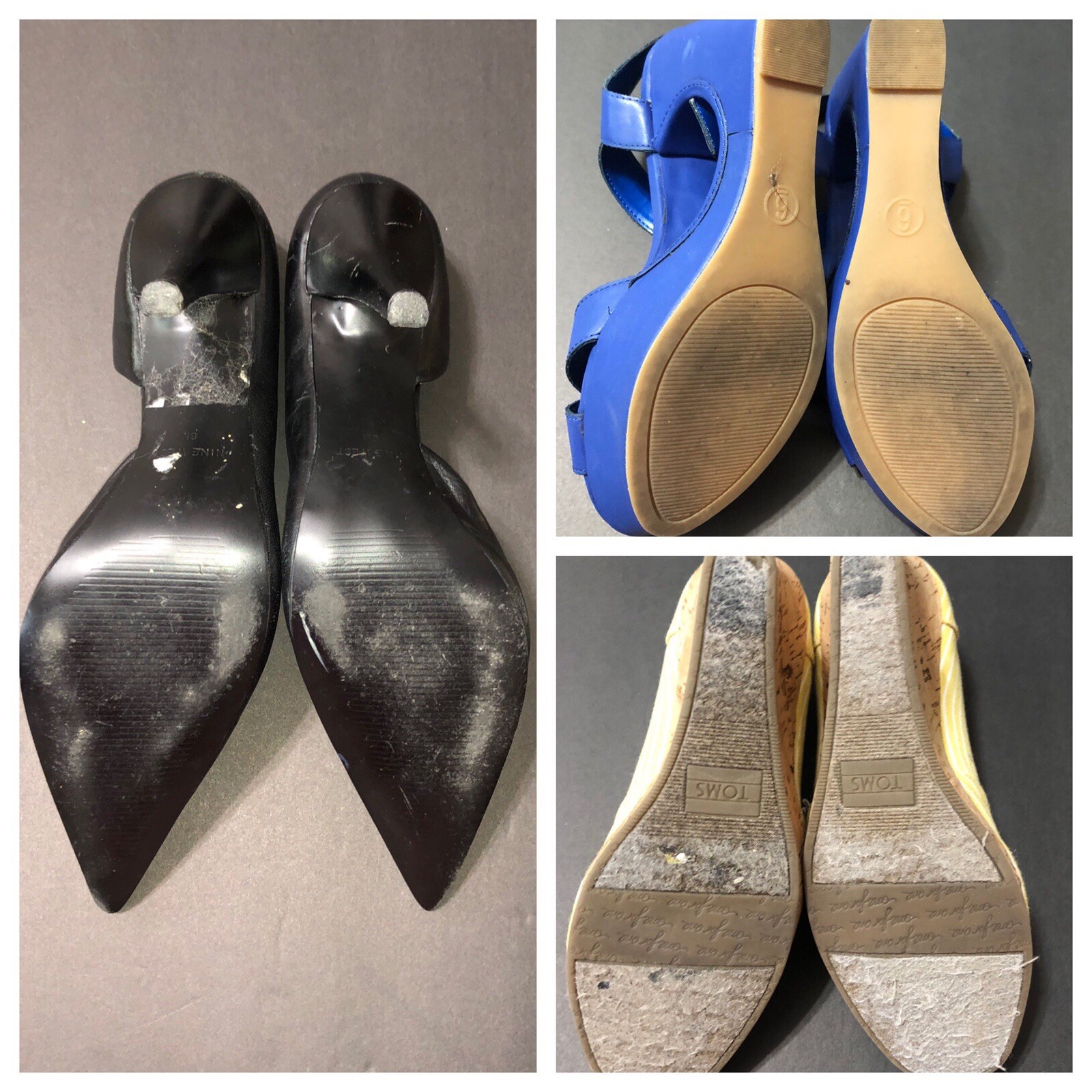 LOTTO LOT 3 PAIRS OF Women's Pumps sandals Heels Open Toe Size 6 TOMS Nine West Yellow