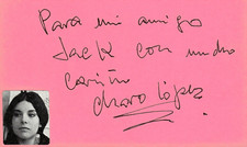 Tarjeta índice 3x5 firmada por Charo Lopez La regenta