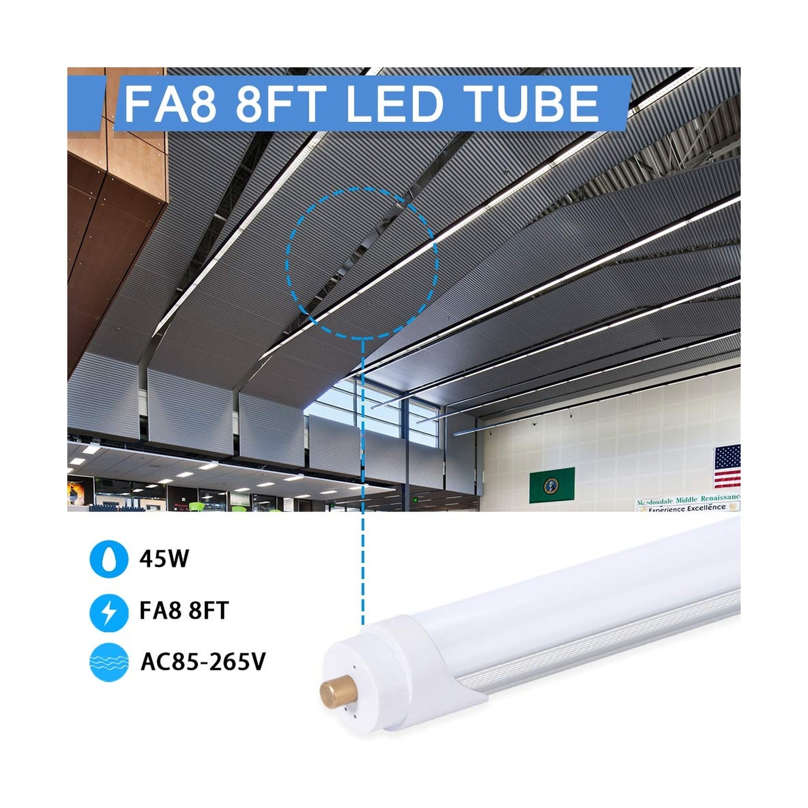 8ft LED Bulbs,8 foot LED Shop light, F96T12 T12 Bulb Fluorescent