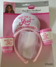 Bride to Be SHOT GLASS HEADBAND NEW Buy Shot Tying Knot Bachelorette Party Veil