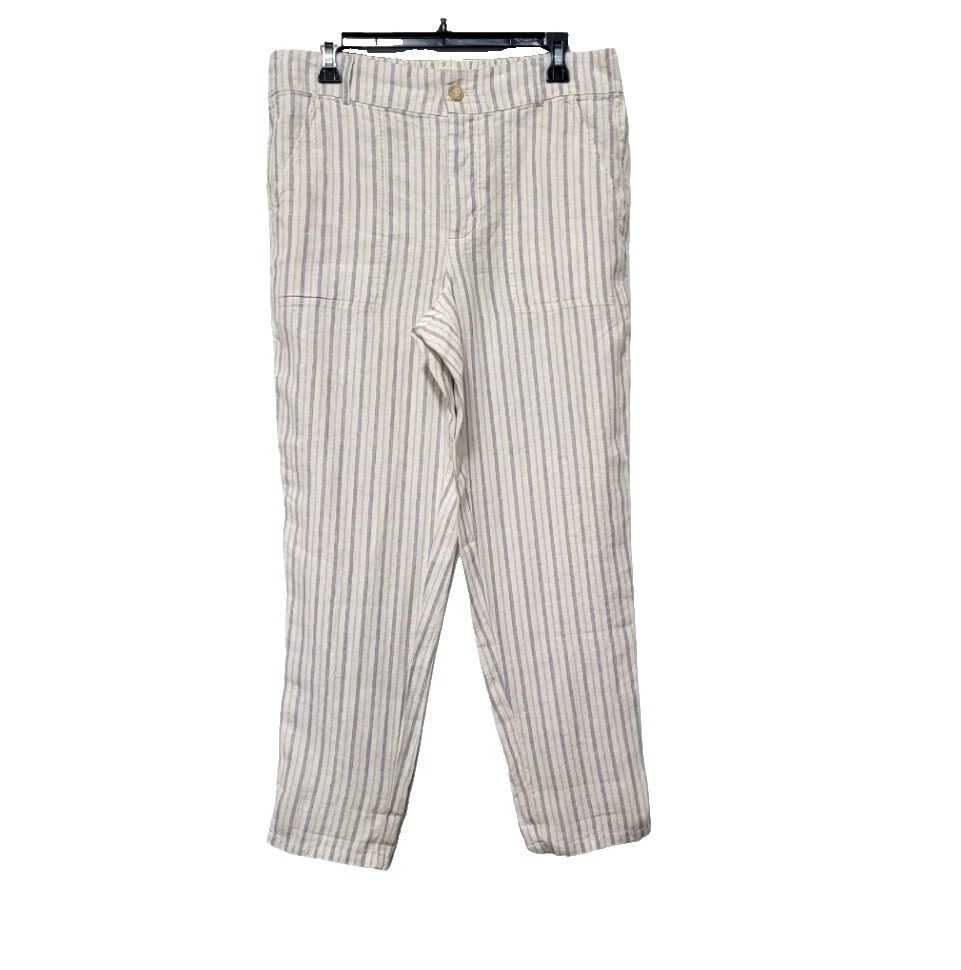Formal Striped Linen Pants for Women