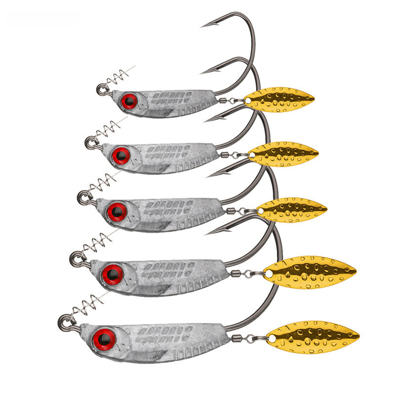 10PCS Offset Hooks Weighted Fishing Hook Wide Gap Weedless Hook Worm & Spinner 10PCS Offset Hooks Weighted Fishing Hook Wide Gap Weedless Hook Worm & Spinner
