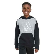adidas Youth Hoodie Pullover Black/Gray Kangaroo Pocket Boys Size 8