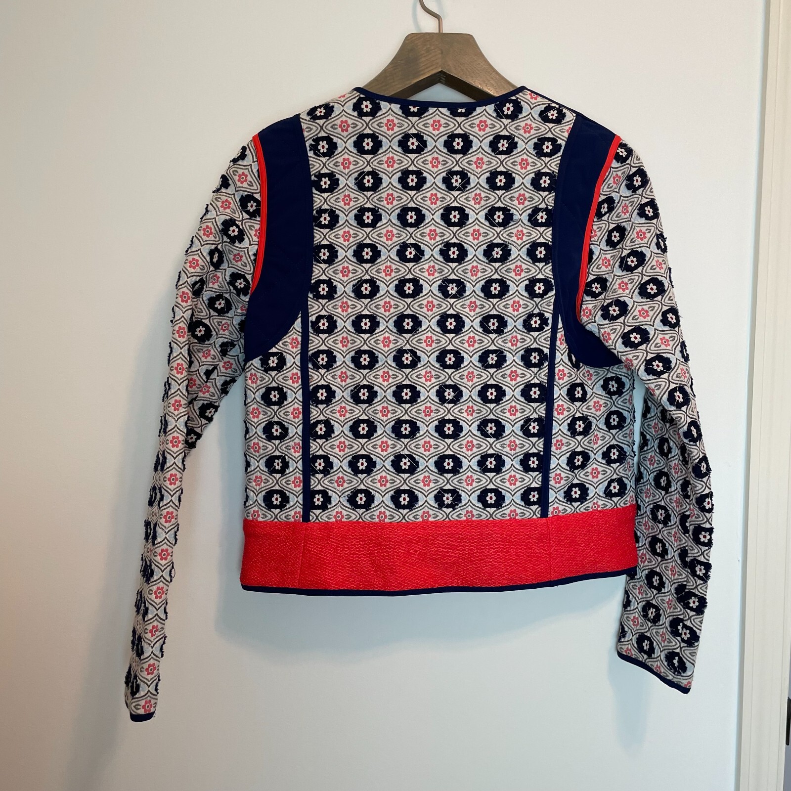 TORY BURCH Rainford Quilted Jacket Sz 2 Quilt Coat Blazer Daisy Jacquard Floral thumbnail 7