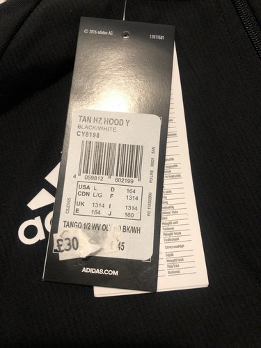 Brand New Adidas Tango 1/2 Zip Pullover Soccer Hoodie Youth Large - Picture 5 of 7