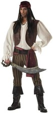 Rogue Pirate Caribbean Buccaneer Captain Fancy Dress Up Halloween Adult Costume