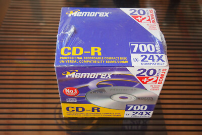 MEMOREX CD-R 20er Pack + 2 St. Bonus in Slim Jewel Case, 24x, 700 MB, Neu in OVP