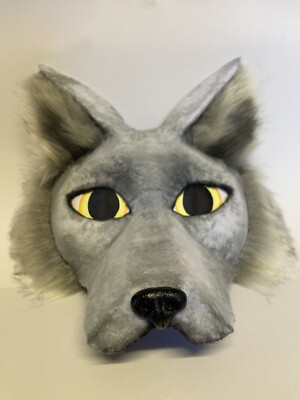 Therian White Wolf Mask With Yellow Eyes