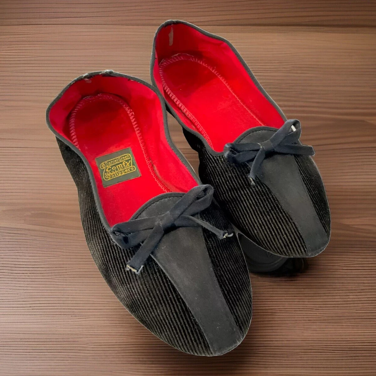 Vintage Daniel Green Men\'s 8.5 Black Velvet Red Satin‎ Slippers USA 2A90 Daniel Green Slippers 8.5 - Etsy Canada main image 3