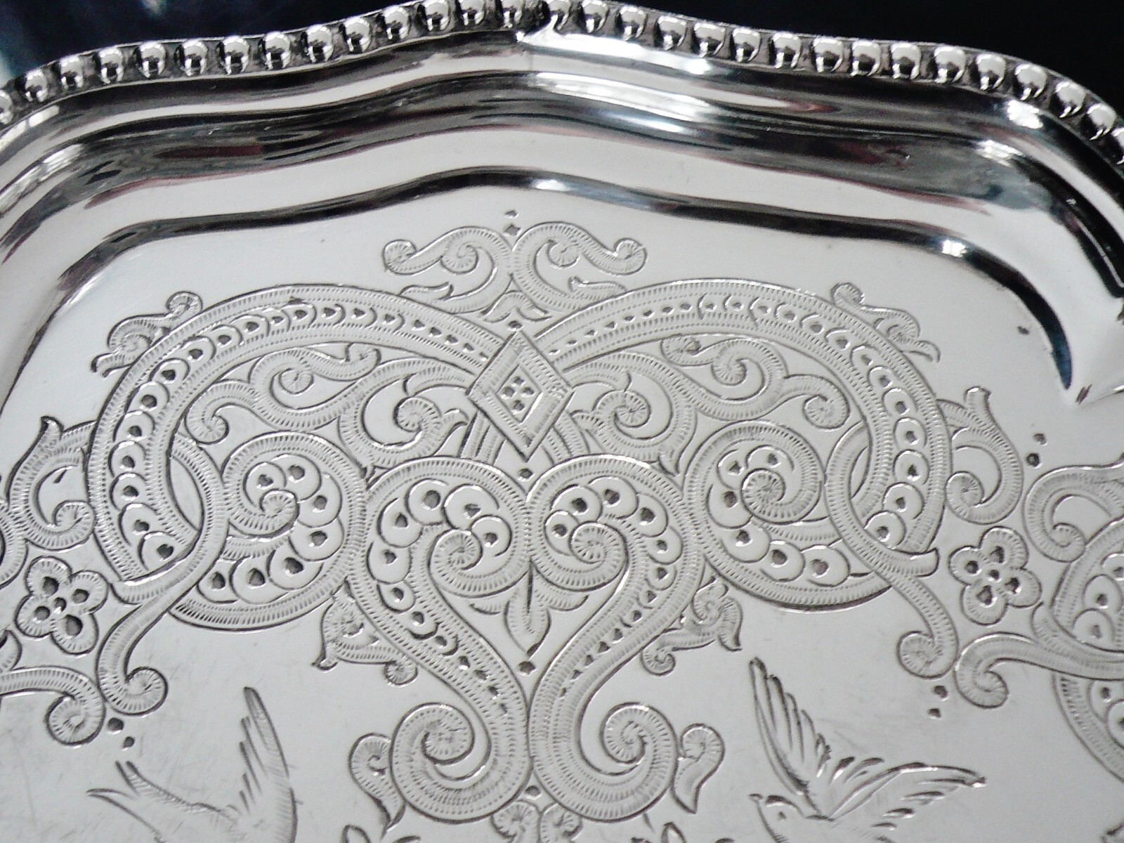 Aesthetic Sterling Silver Salver, A B Savory & Sons, London 1863 Antique