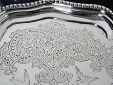 Aesthetic Sterling Silver Salver, A B Savory & Sons, London 1863 Antique