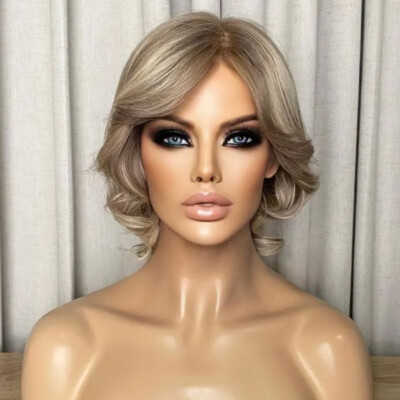 Pixie Curly Short Wave Ash Blond 100% Human Hair Wigs 13X4 Lace Front Wigs 
