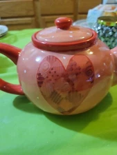 Certified International Red Hearts Tim Coffey Teapot