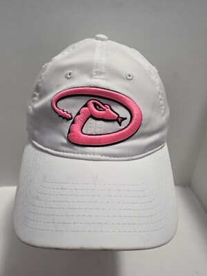 Arizona Diamondbacks Pink Snake Logo Hat   White Adjustable Cap by The Game   