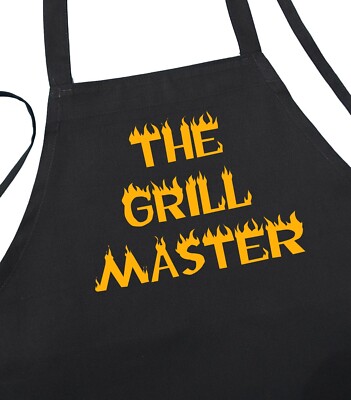 Black Grilling Apron The Grill Master Novelty Barbecue Aprons, Funny Chef Apron