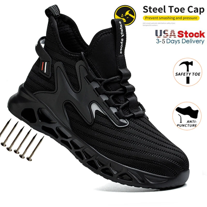 Mens Lightweight Indestructible Work shoes Sports Steel Toe Safety Shoes Sneaker