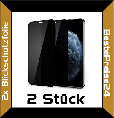 Schutzglas Panzerfolie Blickschutz Glas für iPhone 15 14 13 Plus Pro Max 2 Stück
