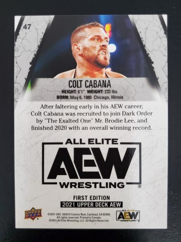 2021 Upper Deck AEW Wrestling 1st Edition GOLD PARALLEL - #47 COLT CABANA - Picture 2 of 2