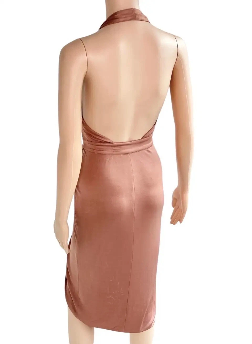 Abito Versace S S 2005 Runway Logo Cintura Tuffo Senza Schienale Avvolgente