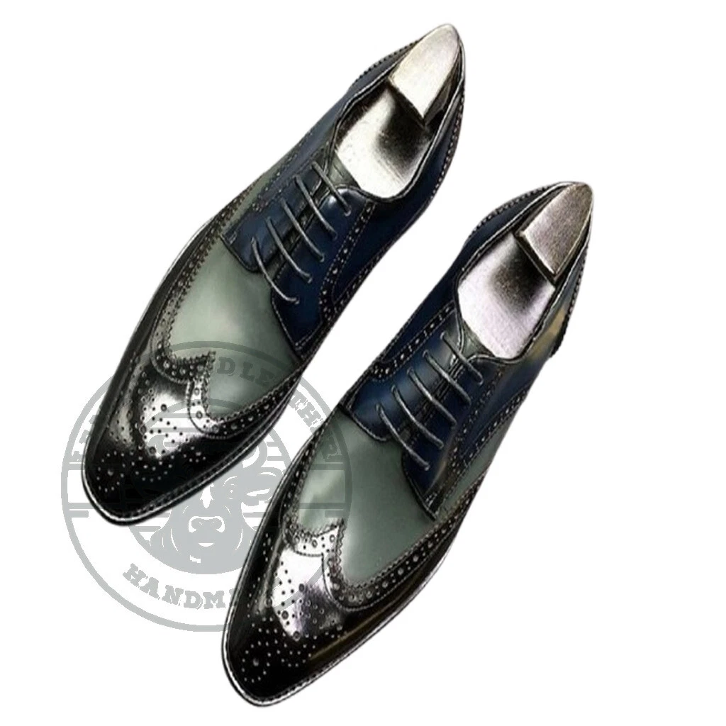 New Men's Handcrafted Formal Wear Stylish Cap Toe Full Brogue Real Leather Shoes