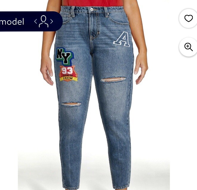 NoBo Women's Mom Jeans High-Rise Destructed Ripped Med Wash Sz 9 NY Accent NWT-image
